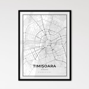 Temeswar Rumänien - Stadtplan im skandinavischen Stil für das moderne Wohndekor - schwarz und weiß Poster