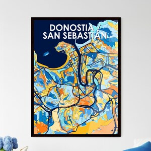 San Sebastián Kunst Karte Poster - Einzigartiges Wand Dekor für Zuhause | Nachdenkliche personalisierbare Geschenkidee