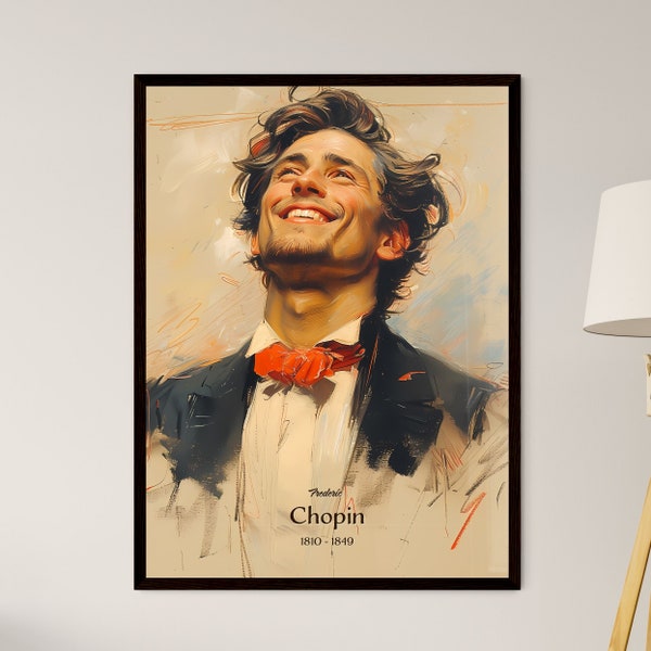 Frederic, Chopin, 1810 - 1849, A Poster of a man in a tuxedo smiling - People Who Made History | AI Art High-Res Print