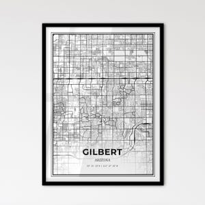 Gilbert, Arizona - Mapa de la ciudad de estilo escandinavo para una decoración moderna del hogar