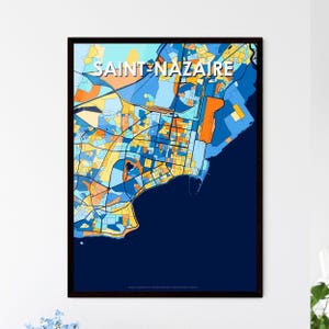 Carte artistique de Saint-Nazaire, France - décoration murale unique pour la maison ou cadeau personnalisable mémorable !