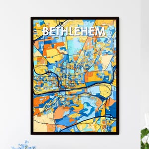 Levendige kunstkaartposter BETHLEHEM PA | Uniek personaliseerbaar wanddecoratie | Perfect cadeau voor interieurontwerp