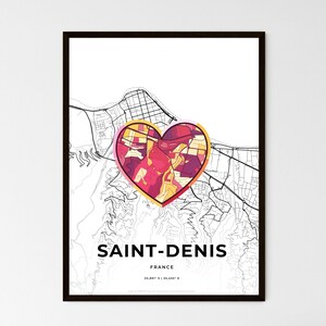 Mapa de Saint-Denis, Francia: elija entre 3 estilos o una combinación: elija uno de los tres estilos: impresión de póster personalizable, regalo personalizado