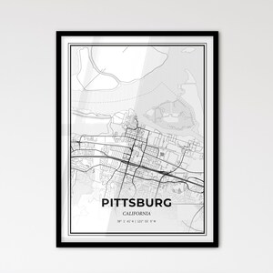 Pittsburg Kalifornien - Stadtplan im skandinavischen Stil für das moderne Wohndekor