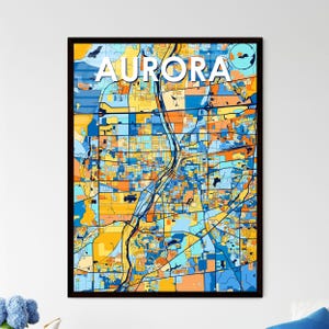 Atemberaubende Aurora Aurora Illinois Art Map Poster - Wanddekoration, perfektes personalisierbares Geschenk für Zuhause oder einzigartiges Interior Design!
