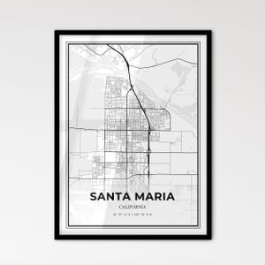 Santa Maria Kalifornien - Stadtplan im skandinavischen Stil für das moderne Wohndekor