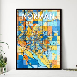 Kunst Map Poster von Norman, Oklahoma - Einzigartige Wanddekoration für Zuhause oder perfekte personalisierbare Geschenkidee!
