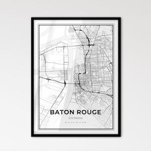 Baton Rouge Louisiana - Stadtplan im skandinavischen Stil für das moderne Wohndekor