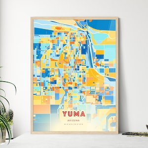 Carte artistique couleurs côtières de Yuma, Arizona, Yuma Usa affiche créative bicolore de ville natale, également en téléchargement numérique