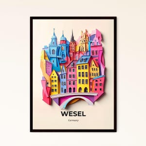 Das lebendige Wesel, Deutschland - ein Scherenschnitt Kunstdruck – Fine Art Print, individualisierbar