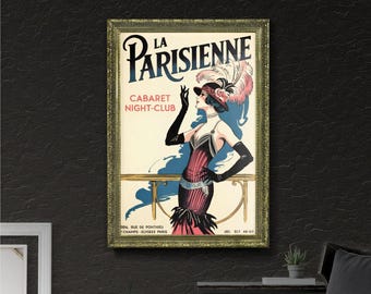 La Parisienne Cabaret Poster: Vintage Nightclub Advertising