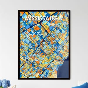 Impression d'art de la carte de Mississauga - Décoration murale colorée unique pour la maison, cadeau personnalisable parfait pour toute occasion !