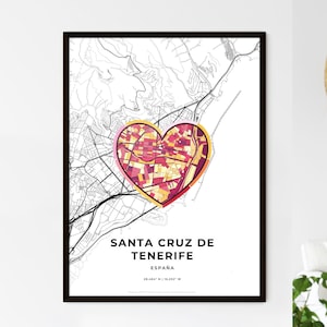 SANTA CRUZ de TENERIFE Espagne - Carte du lieu où tout a commencé - Choisissez l'un des trois styles proposés - Poster personnalisable, cadeau personnalisé