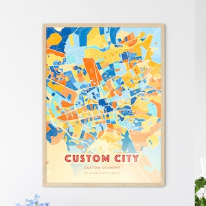 Affiche personnalisée bicolore du plan de la ville, ville natale, ville natale créative