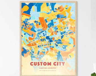 Poster, Custom Map, Urban Map Print, Two-Toned City Artwork, Personalized Hometown Gift, Instant Download