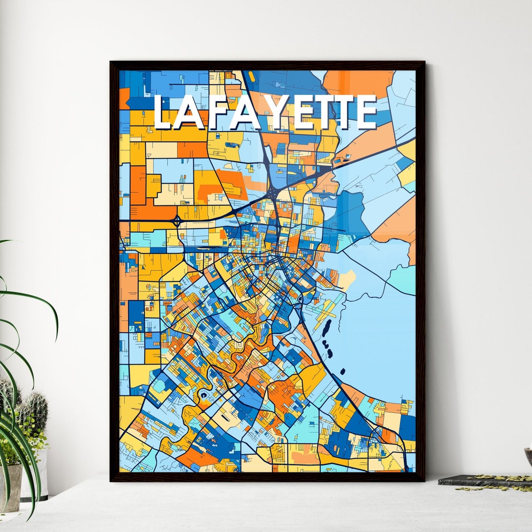 LAFAYETTE LOUISIANA Vibrant Colorful Art Map Poster - Etsy