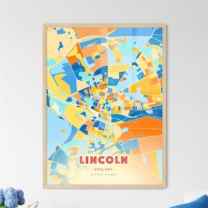 Lincoln Kunstdruck, Lincoln Karte Dekor, Stadtplan, Küstenfarben Poster, anpassbarer Wandbehang, moderne Dekoration, einzigartige Geschenkidee