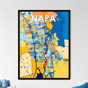 NAPA CALIFORNI kunstkaartposter - uniek levendig muurdecor | Aangepast cadeau voor interieurontwerp | Herinneringen