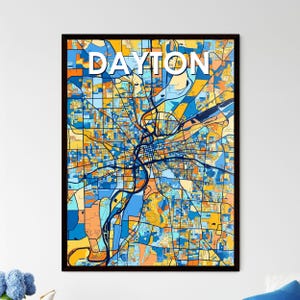 Póster del mapa artístico de Dayton, Ohio: decoración de pared única, regalo personalizable perfecto para los amantes del diseño del hogar.