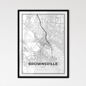 Brownsville Texas - Stadtplan im skandinavischen Stil für das moderne Wohndekor