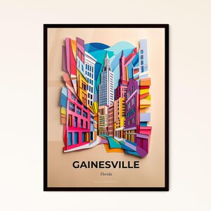 Vivid Gainesville, Florida - a colorful cityscape with a building in the middle – Fine Art Print, Customizable