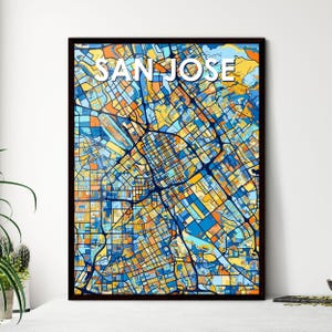 Aangepaste poster kunstkaart San Jose, Californië - Levendig decor voor thuis, perfect personaliseerbaar cadeau voor elke gelegenheid!