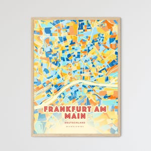 Mapa artístico de colores costeros de Frankfurt Am Main Alemania, tonos de playa de Frankfurt Am Main Alemania, un regalo perfecto.