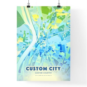 a poster hanging on a wall with the words custom city