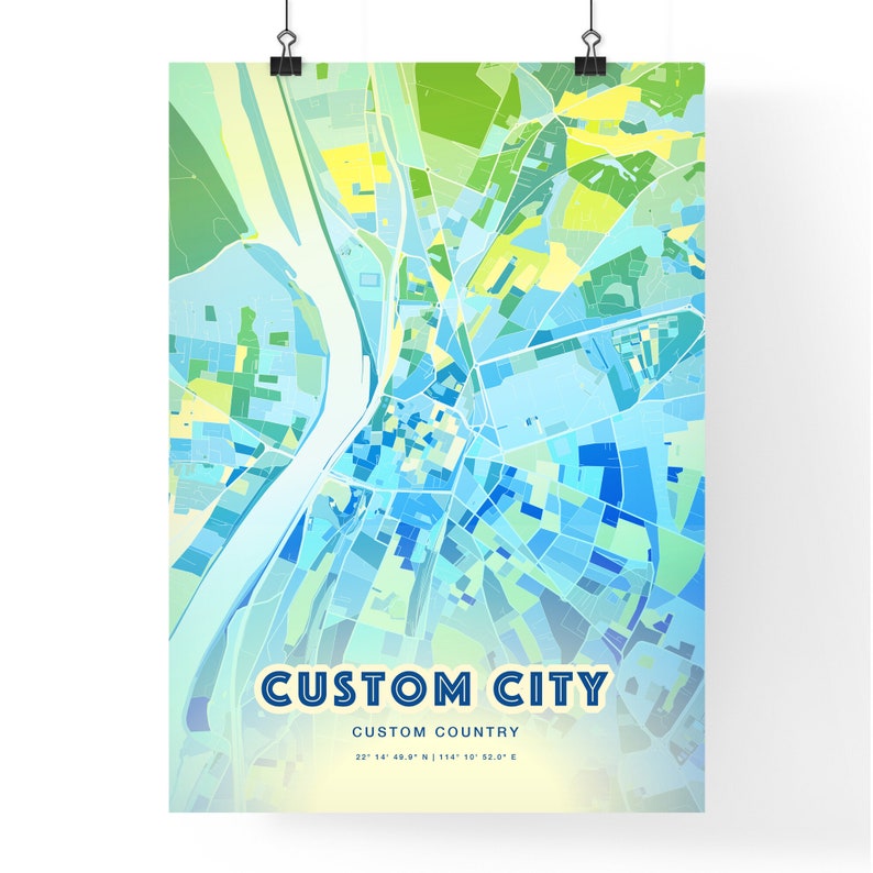a poster hanging on a wall with the words custom city