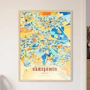 Carte artistique d'Eskisehir Turquie couleurs côtières Eskisehir Turquie plan de la ville - affiche personnalisable ou téléchargement numérique