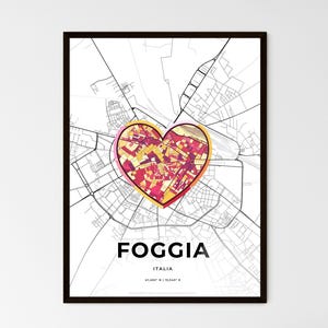 FOGGIA ITALY - Carte du lieu où tout a commencé - Choisissez l'un des trois styles proposés - Poster personnalisable, cadeau personnalisé