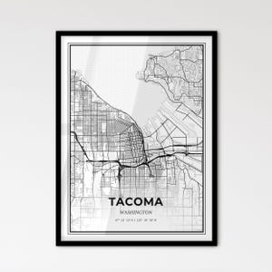 Tacoma Washington - Stadtplan im skandinavischen Stil für das moderne Wohndekor