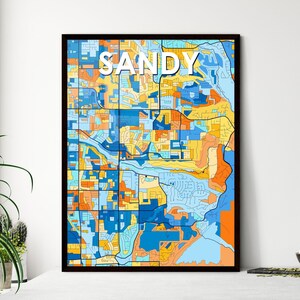 Sandy Utah Art Map Poster - Levendige aangepaste muurdecoratie voor unieke cadeaus | Prachtig interieur