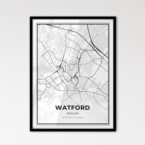 Watford England: stadsplattegrond in Scandinavische stijl voor modern interieur