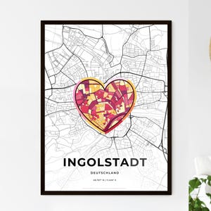 INGOLSTADT ALEMANIA – Mapa donde todo empezó - Elija uno de los tres estilos - Impresión de póster personalizable, regalo personalizado