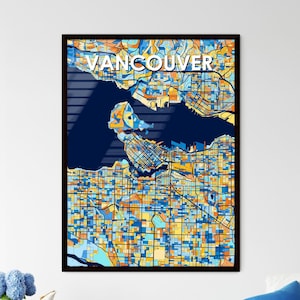 Art de la carte de Vancouver - Impression colorée pour une décoration murale unique, cadeau personnalisable parfait pour une décoration d'intérieur !
