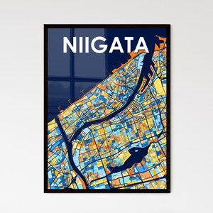 Poster carte artistique de Niigata, Japon - Décoration d'intérieur unique | Un cadeau personnalisable pour toutes les occasions !