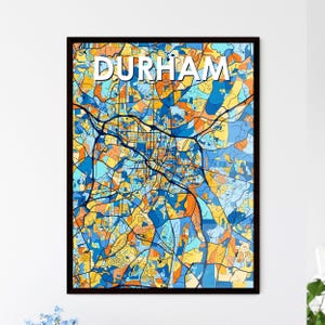 Durham North Carolina Kunst Karte Poster - Lebendige Wand Dekoration für Home Design | Einzigartige personalisierbare Geschenkidee!