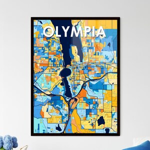 Olympia Washington Art Map Poster - Levendige muurdecoratie, uniek cadeau-idee voor interieur | Personaliseerbaar!