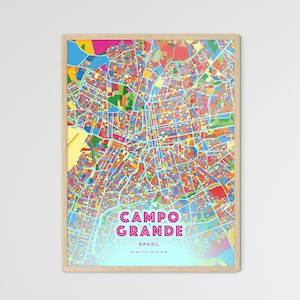 Mapa artístico de Campo Grande, Brasil: póster personalizable, impresión o descarga digital