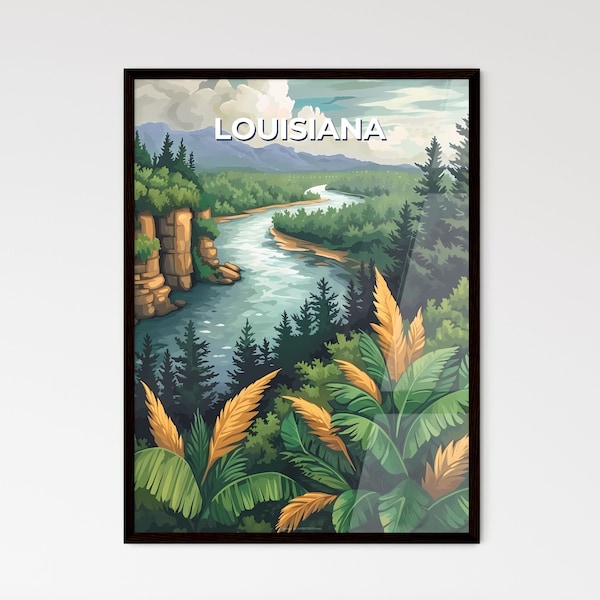 Nature Digital Artwork Painting Forest River Landscape Louisiana USA - A vibrant travel print.