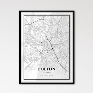 Bolton England: stadsplattegrond in Scandinavische stijl voor modern interieur