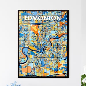 Kleurrijke kaartposter van Edmonton - unieke, levendige kunst voor huisdecoratie | Perfect personaliseerbaar cadeau voor elke gelegenheid!