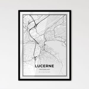 Luzern Schweiz - Stadtplan im Skandinavischen Stil für die moderne Dekoration - schwarz-weiß Poster