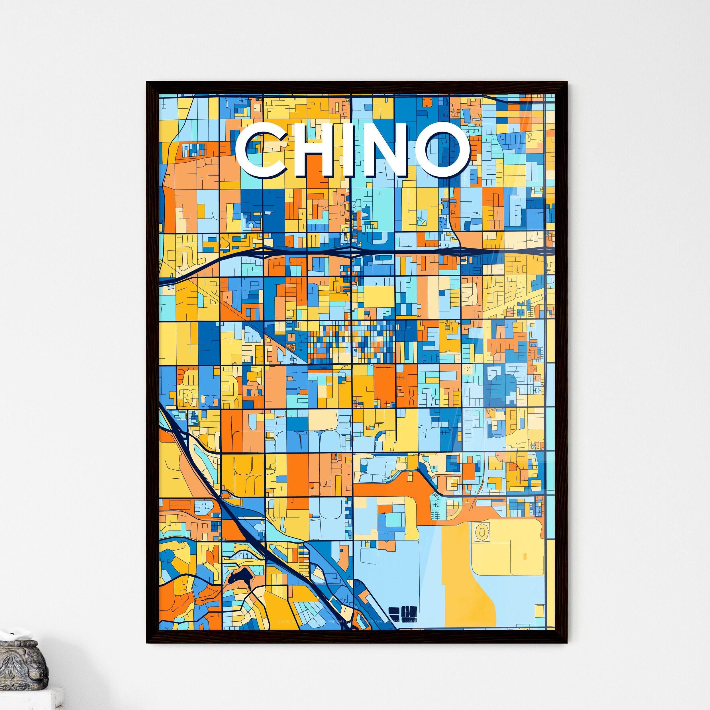 Custom Chino Decor, Vibrant Map, Chino Typography, Colorful Wall Poster Print, Unique Home Gift Idea, Artistic City Design for Interiors