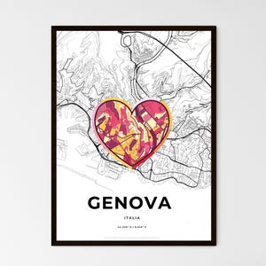Gênes, Italie - Carte du lieu où tout a commencé - Choisissez l'un des trois styles proposés - Poster personnalisable, cadeau personnalisé