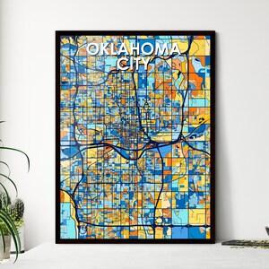 Oklahoma City Map Kunst Poster - Lebendige Farben für eine Einzigartige Wohnkultur | Perfektes persönliches Geschenk für jeden Anlass!