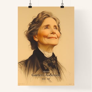 Elizabeth, Garrett Anderson, 1836 - 1917, Un poster di una donna sorridente con un papillon - Persone che hanno fatto la storia / Personalizzabile