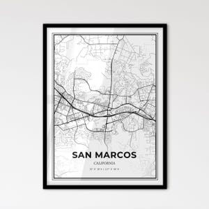 San Marcos California - Skandynawska mapa miasta do nowoczesnego wystroju domu