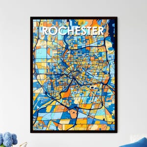Vibrant Rochester, Rochester Map Art, Rochester Decor, Custom Wall Poster, Unique City Map Print, Colorful Home Accent, Ideal Gift Idea